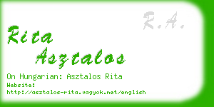 rita asztalos business card